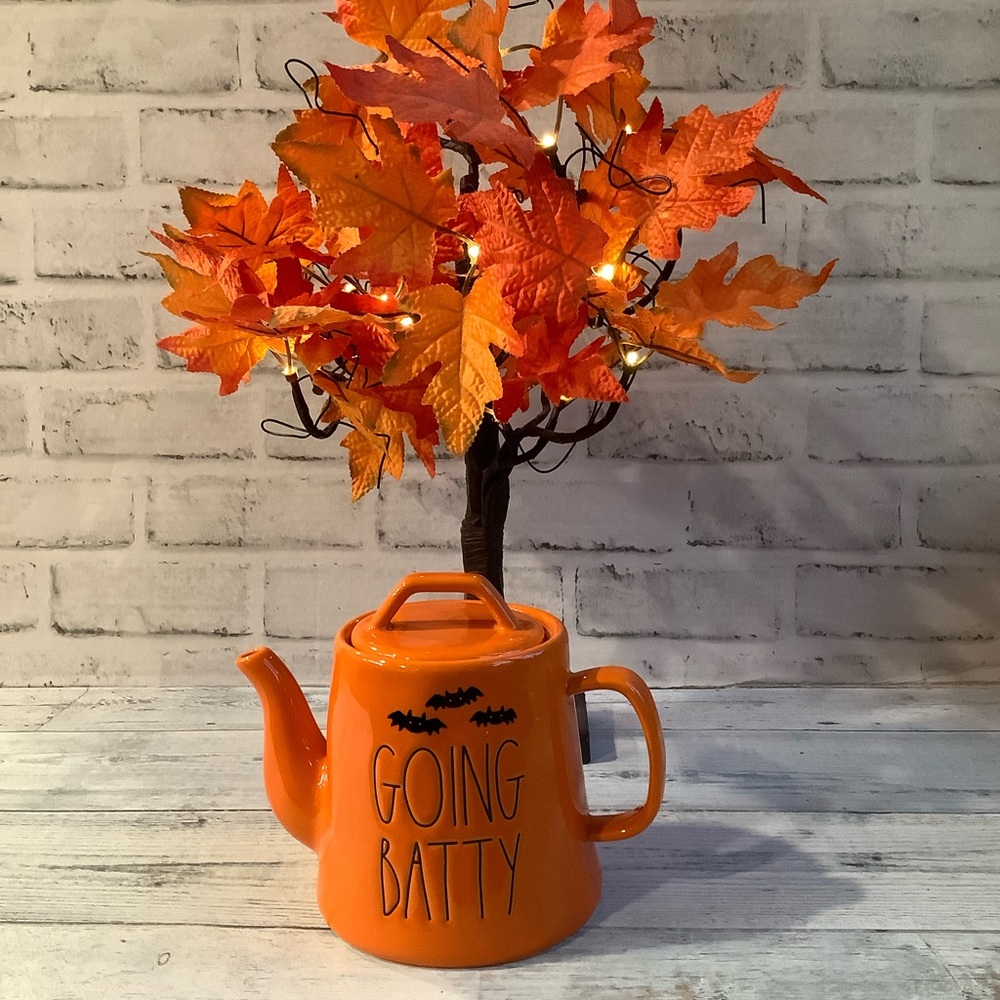 Rae Dunn Ceramic Going Batty Teapot Halloween Decor